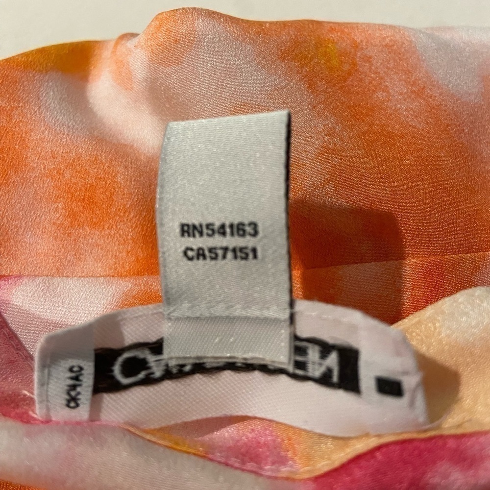 Calvin Klein Tie Dyed Button Down Blouse Size Medium Pink and Orange - Picture 7 of 12